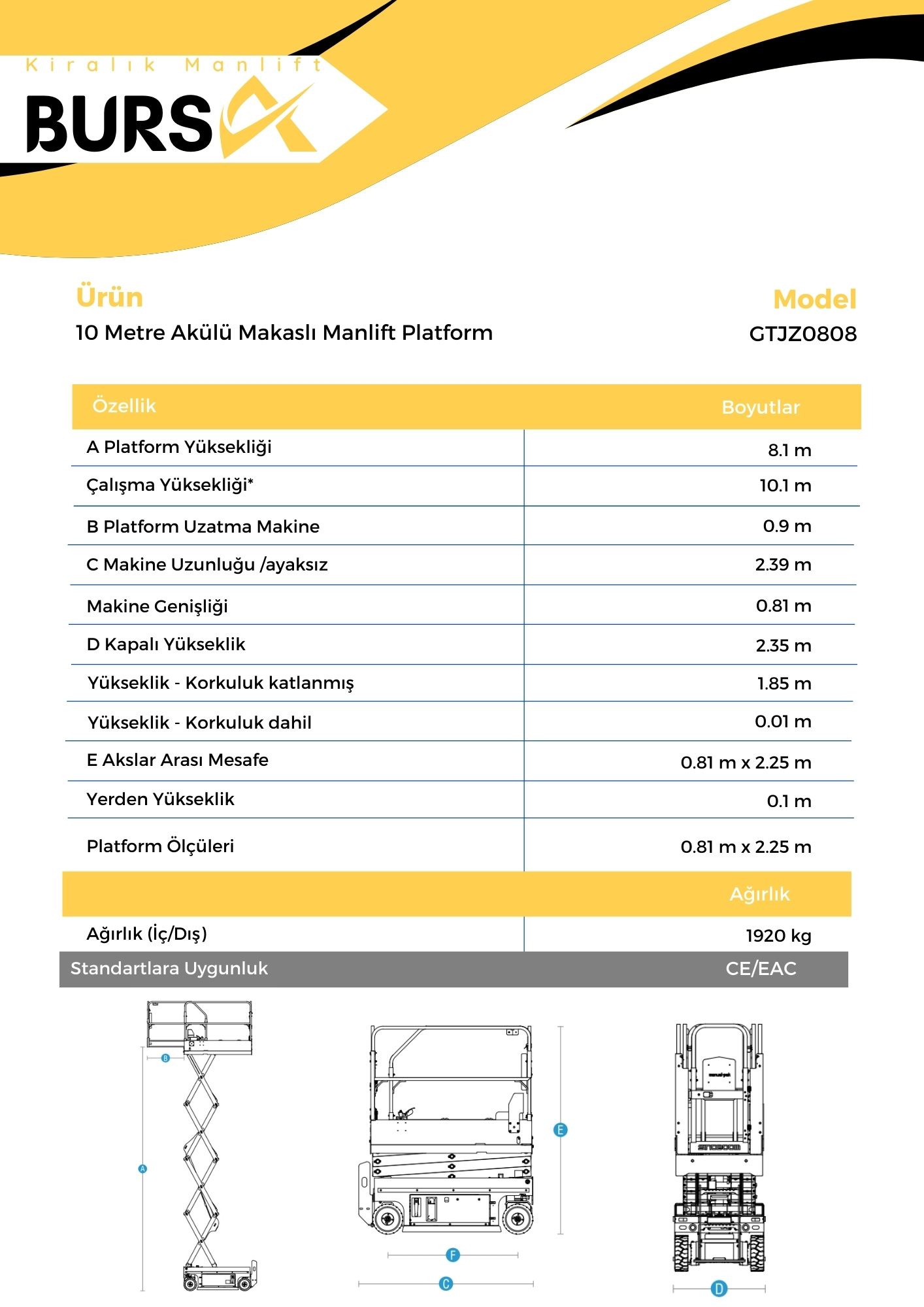 10 Metre Akulu Makasli Manlift Platform 1