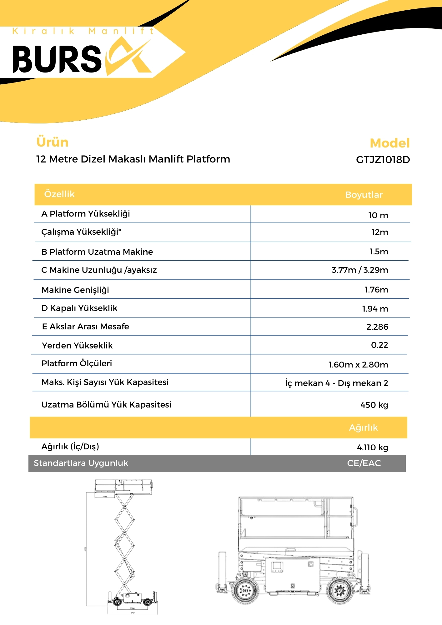 12 Metre Dizel Makasli Manlift Platform 1
