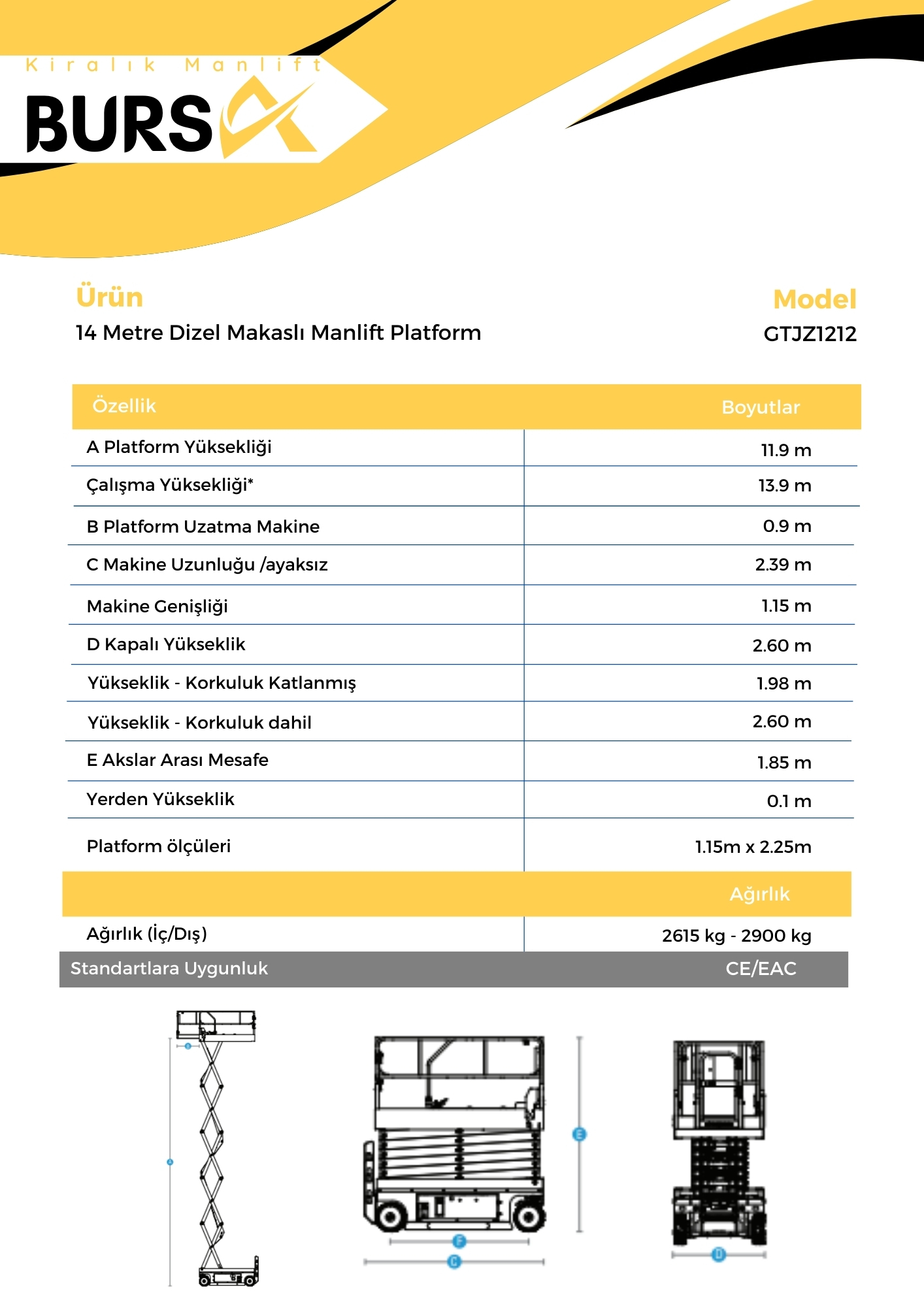 14 Metre Dizel Makasli Manlift Platform 1