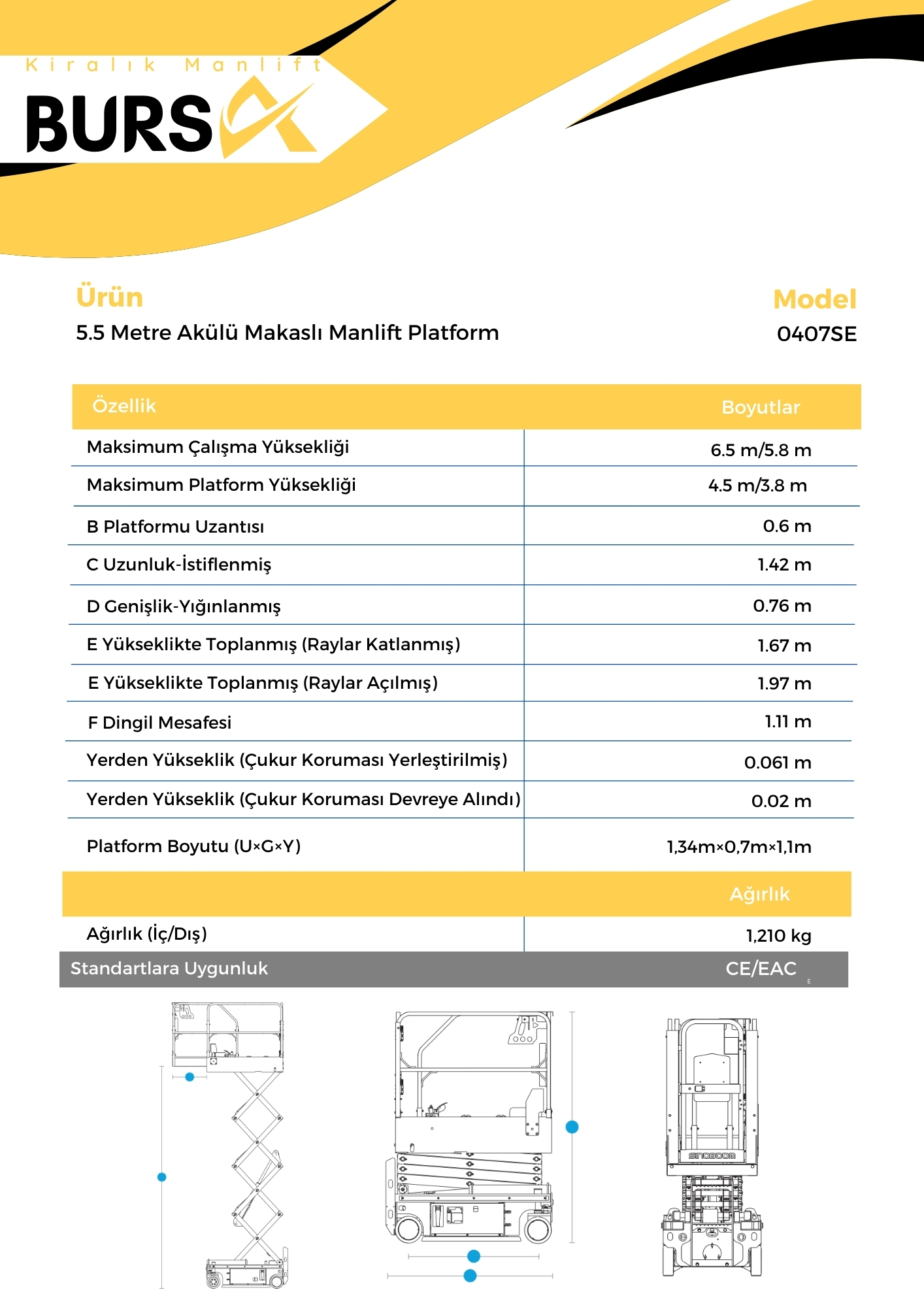 5.5 Metre Akulu Makasli Manlift Platform 1